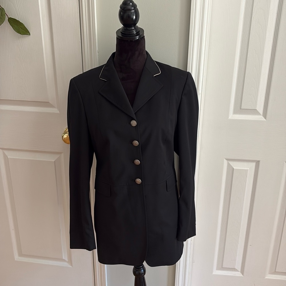 RJ Classics Prestige Silver Trim Black Dressage Show Coat- Size 8R